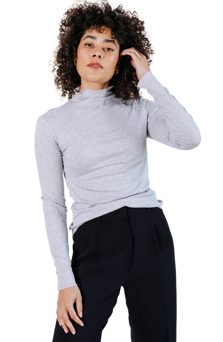POPLINEN Norma Modal Ribbed Turtleneck, Main, color, Heather Gray