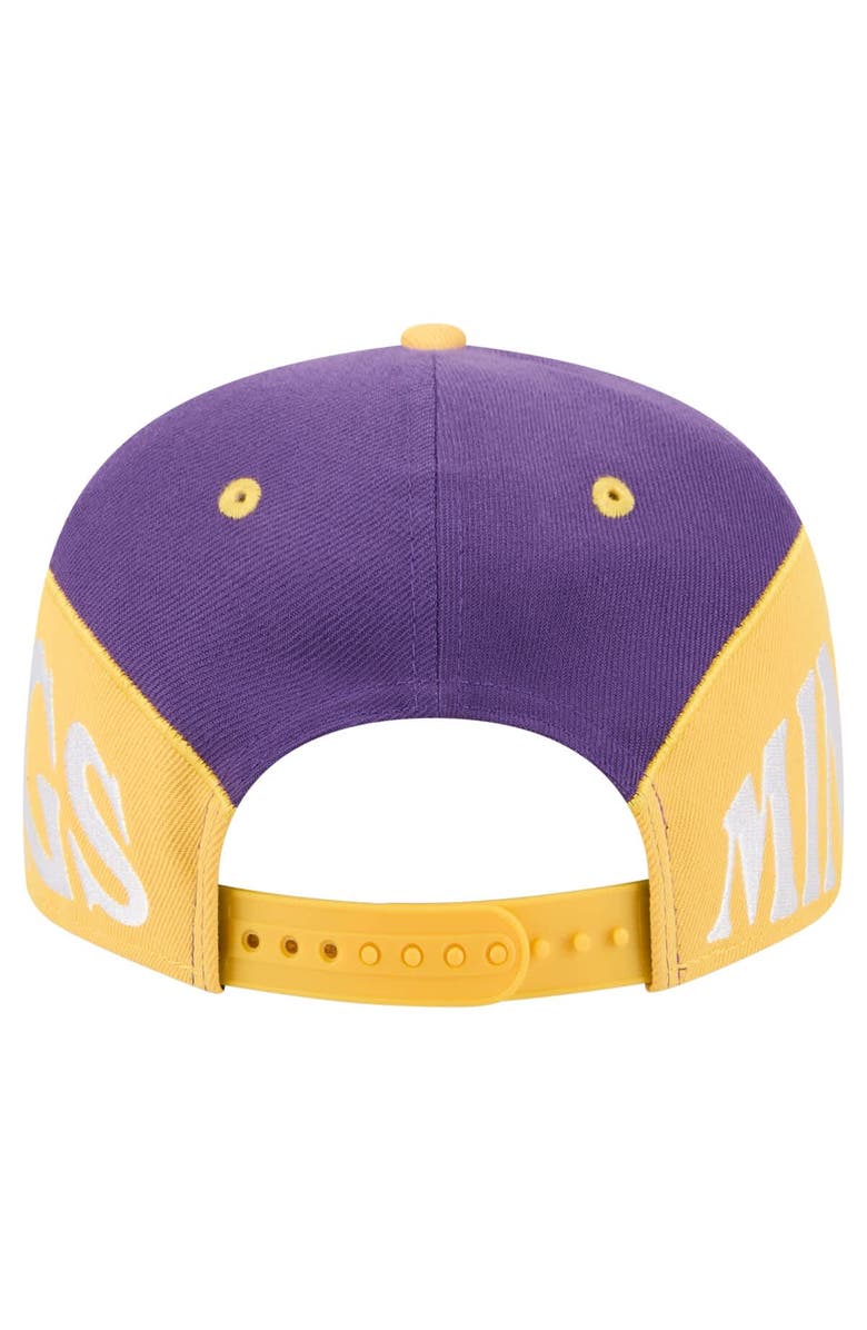 New Era Men's New Era Purple/Gold Minnesota Vikings Split 9FIFTY Snapback Hat, Alternate, color, Purple