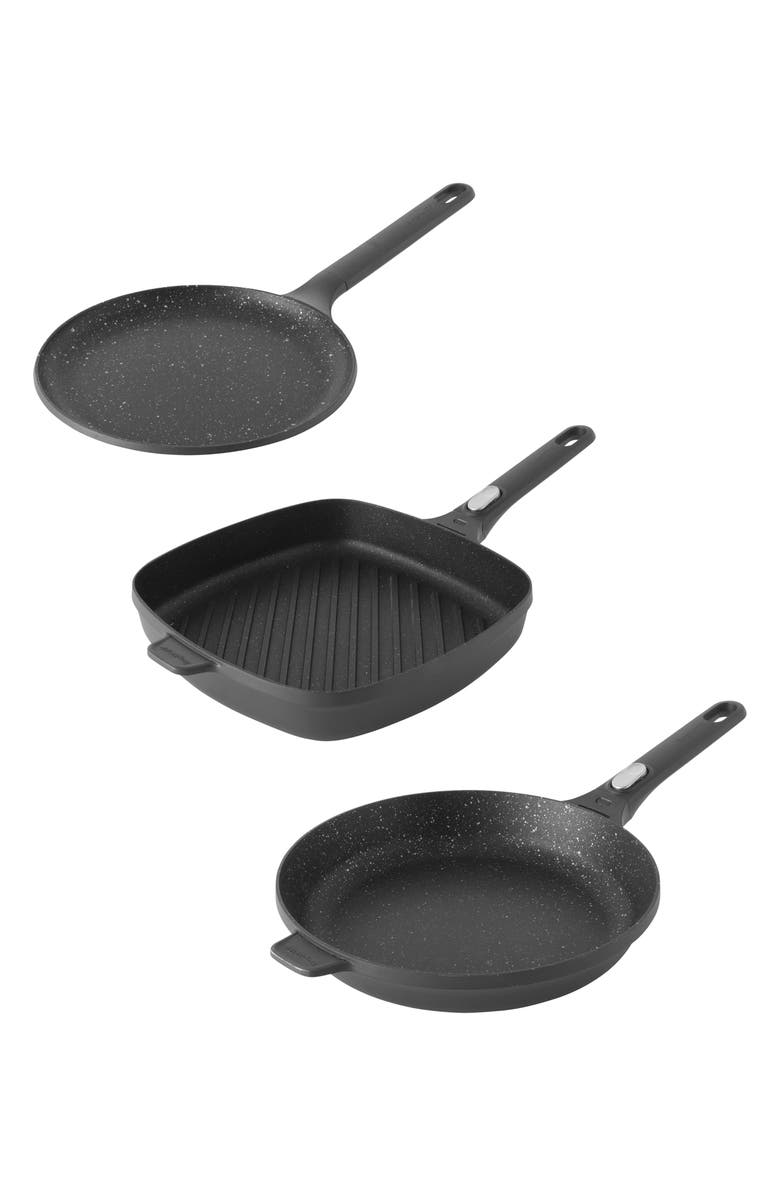 BergHOFF Gem Nonstick Cookware 3-Piece Set, Main, color, Black
