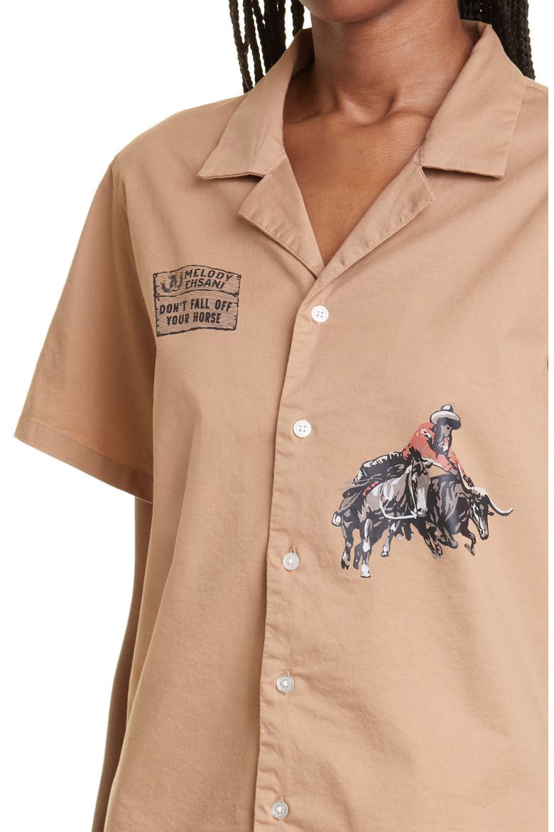 Whitney Cowgirl Button-Up Shirt, Alternate, color, KHAKI