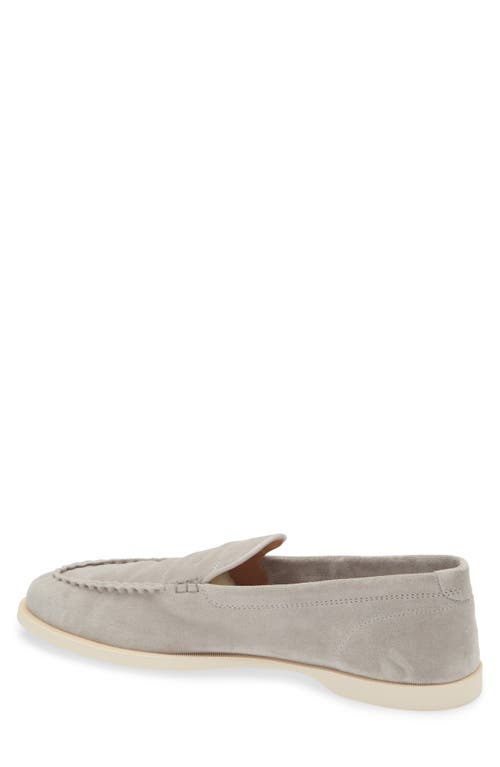 John Lobb Sand Beige Suede Leather Pace Oval Flexi Loafers In Mist