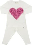 oh baby! Ruffle Heart Bright Pink Sparkle Two Piece Set