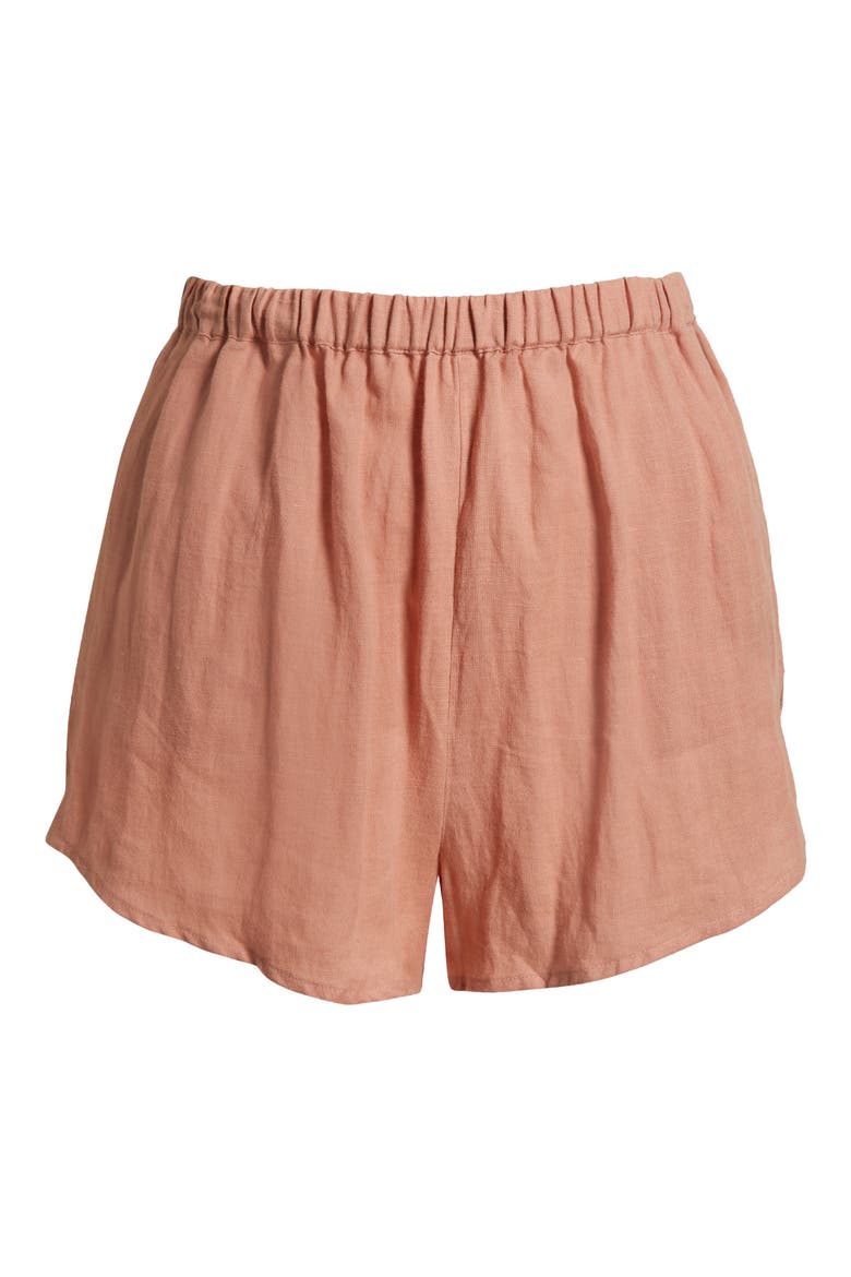 Tallows Linen Cover-Up Shorts, Alternate, color, DESERT ECOLINEN
