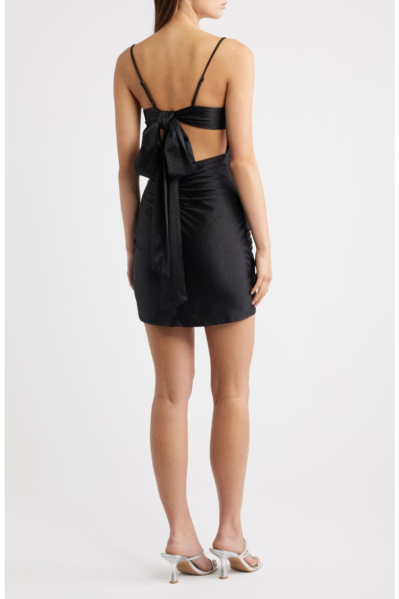 Glitter Satin Minidress, Alternate, color, BLACK