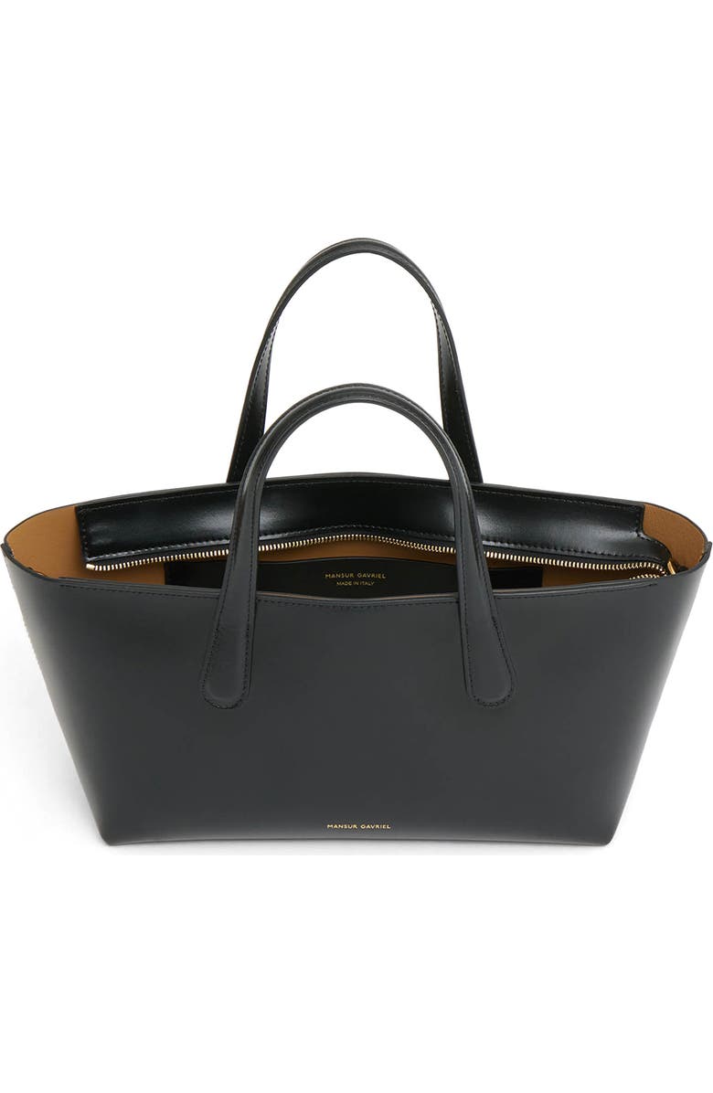 Mansur Gavriel Mini Everyday Leather Tote, Alternate, color, Black/ Caramel