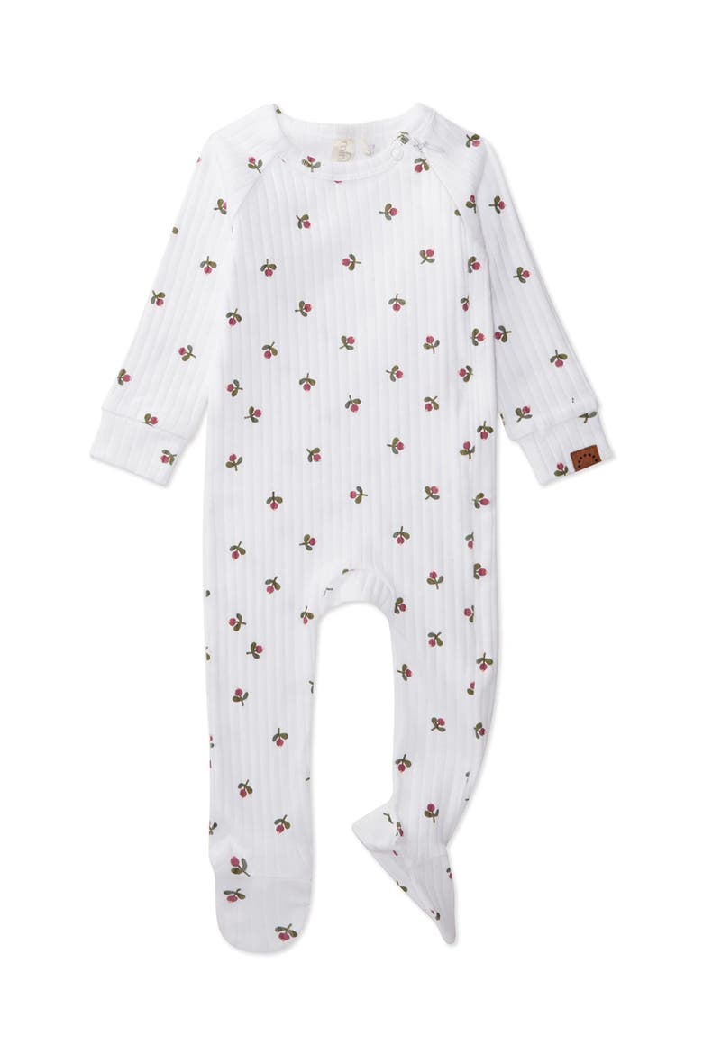 Flower Bud Cotton Rich Footie, Main, color, Winter White