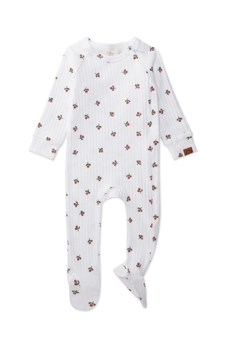 MiniMoi Flower Bud Cotton Rich Footie, Main, color, Winter White