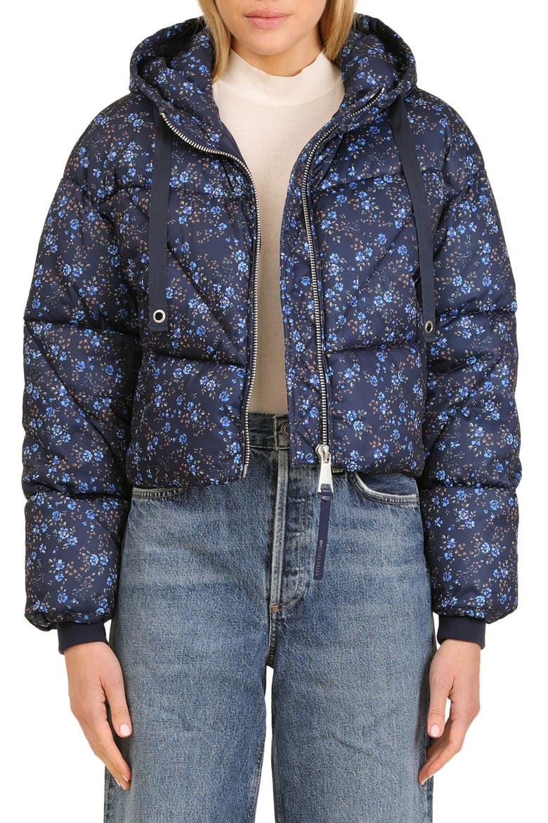 Cropped Hooded Puffer Coat, Alternate, color, AUTUMN DITSY