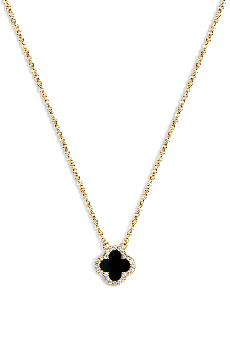 Mini Black Icon Clover Necklace, Main, color, Black