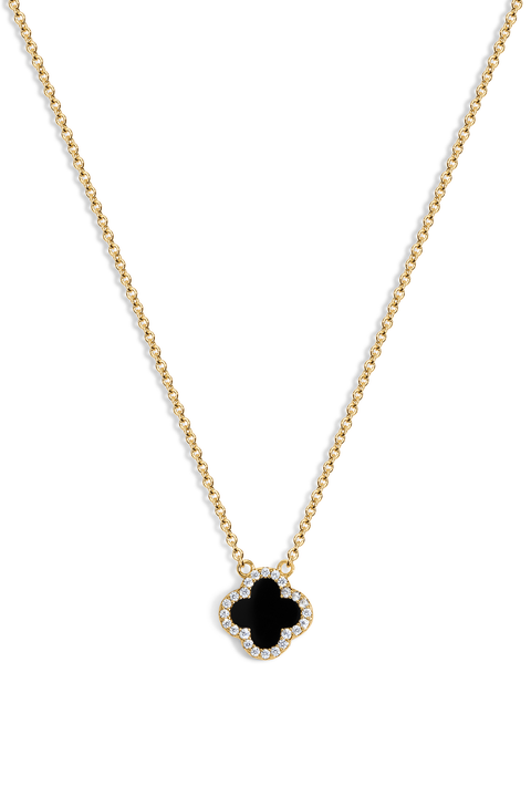 Mini Black Icon Clover Necklace