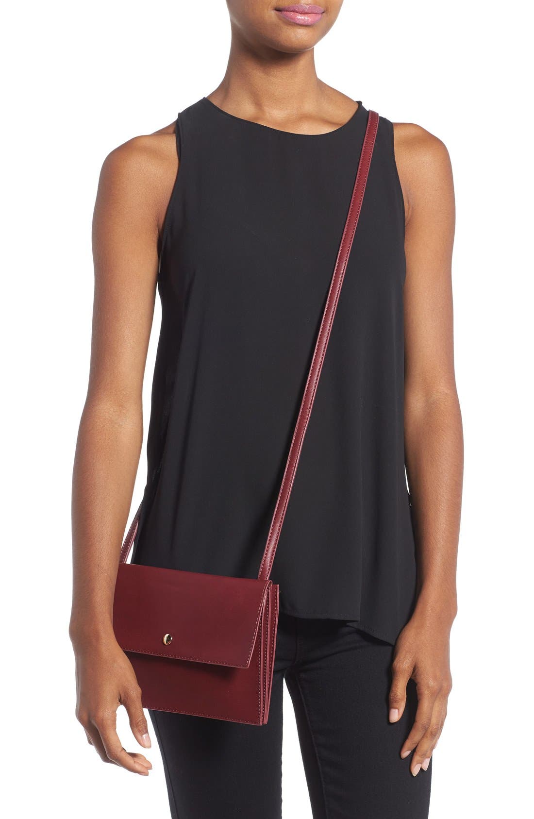 'Vanessa' Faux Leather Crossbody Bag, Alternate, color, BERRY