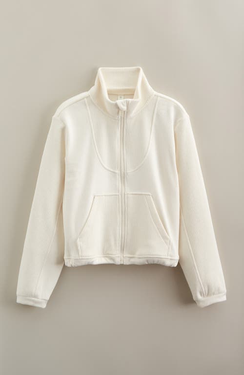 Zella Girl Kids' Corded Velour Jacket in Ivory Egret 