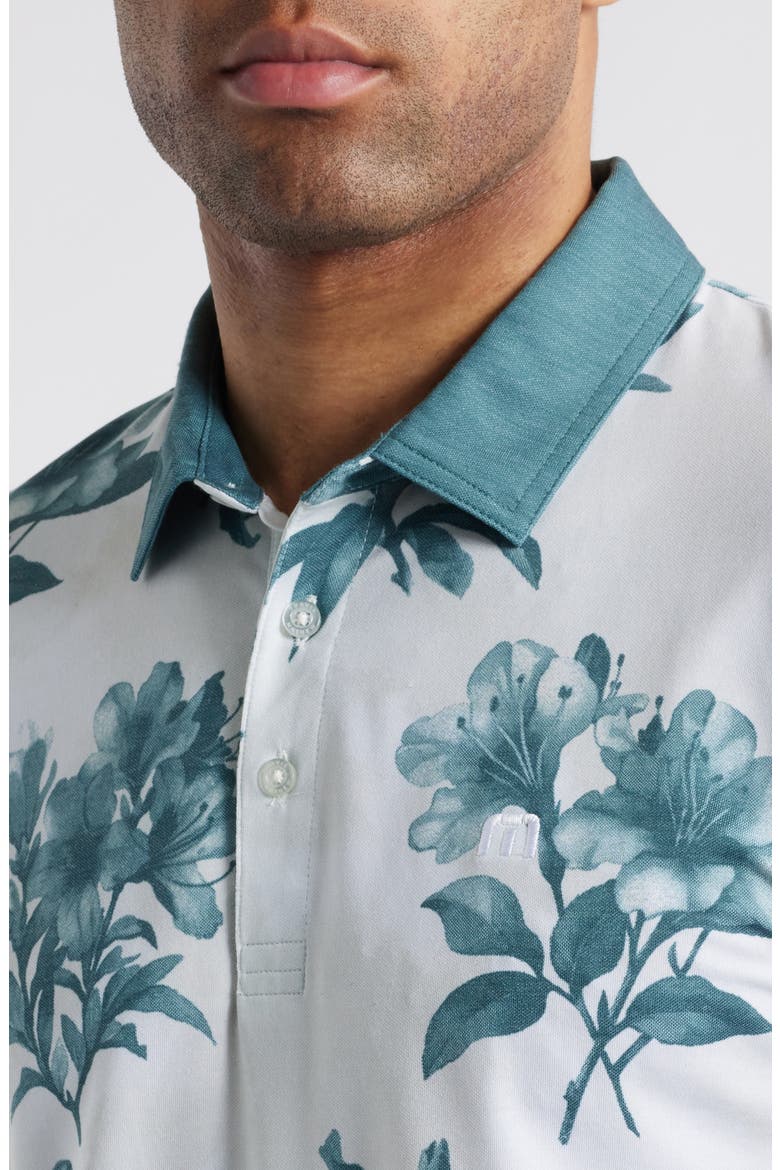 Featherweight Magnolia Floral Piqué Polo, Alternate, color, MOONBEAM