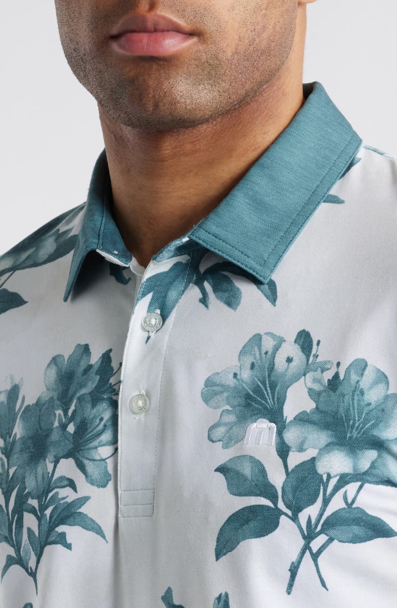 TravisMathew Featherweight Magnolia Floral Piqué Polo, Alternate, color, Moonbeam