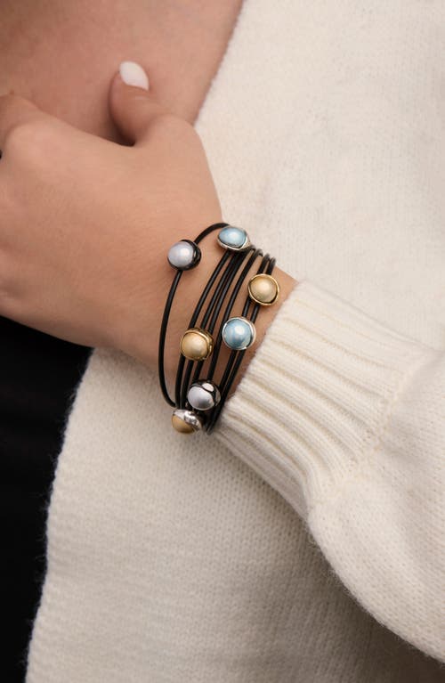 Saachi Colorful Sphere Leather Cord Bracelet In Black