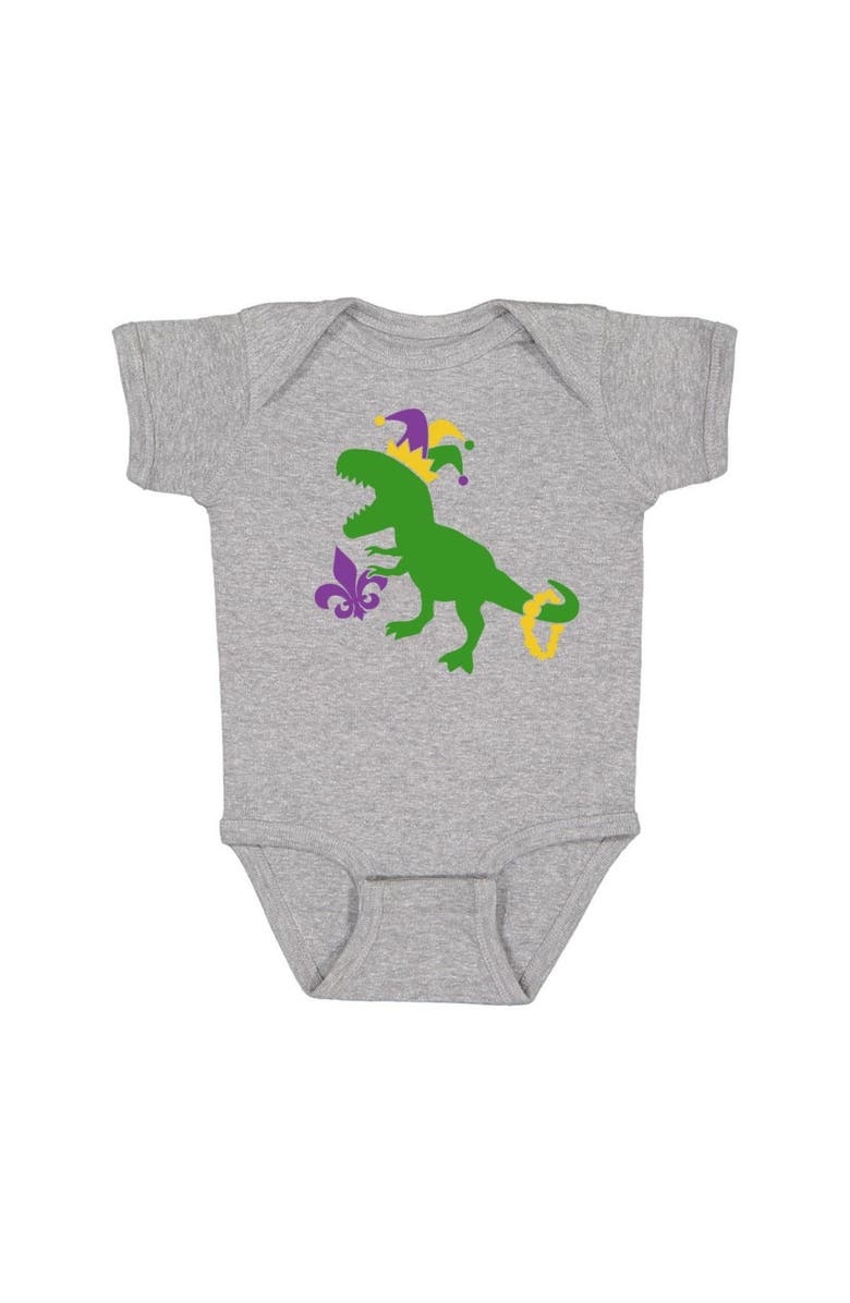 Sweet Wink Mardi Gras Dino Short Sleeve Bodysuit, Main, color, 