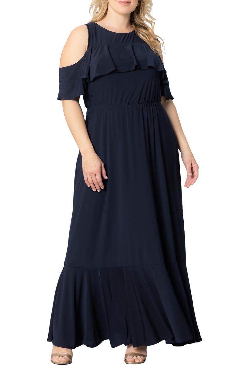 Kiyonna Piper Cold Shoulder Dress, Main, color, Nouveau Navy