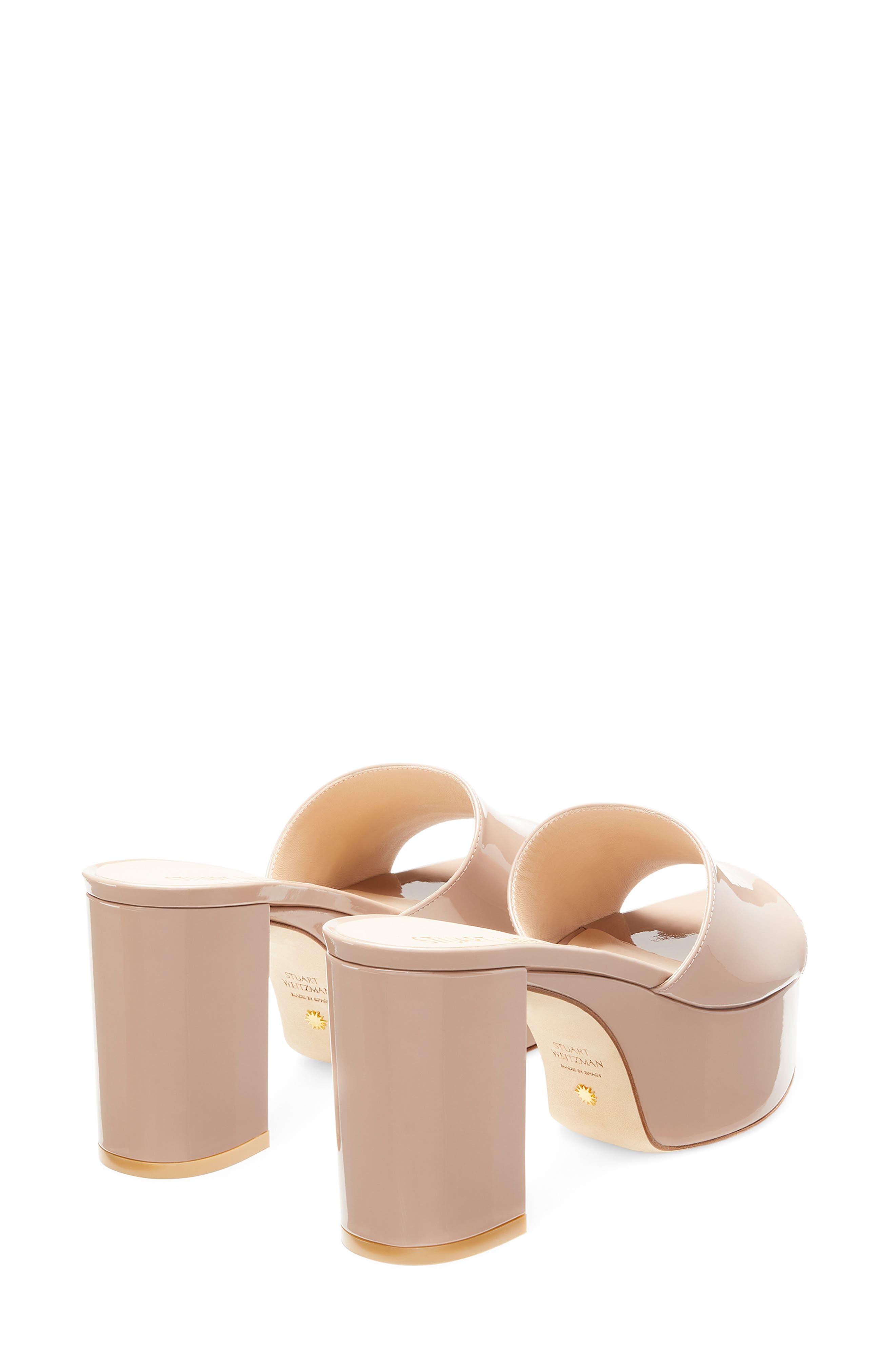 Stuart Weitzman Squarehigh Platform 95 Slide Sandal, Alternate, color, Fawn