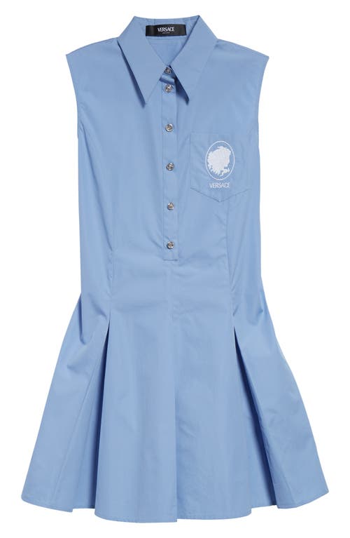 Versace Medusa Cameo Embroidered Pleated Poplin Shirtdress