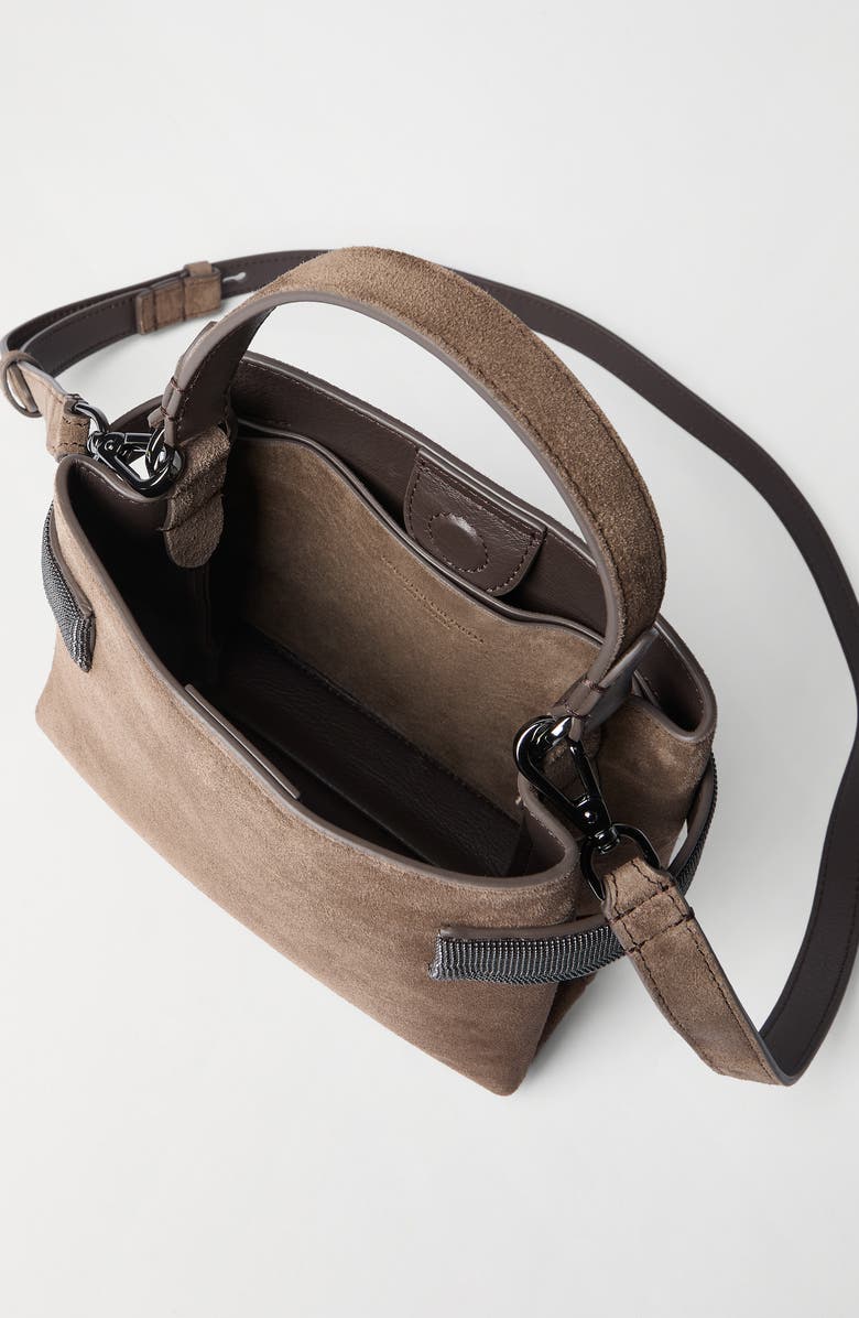 Brunello Cucinelli Small Top-Handle Essence bag, Alternate, color, Brown