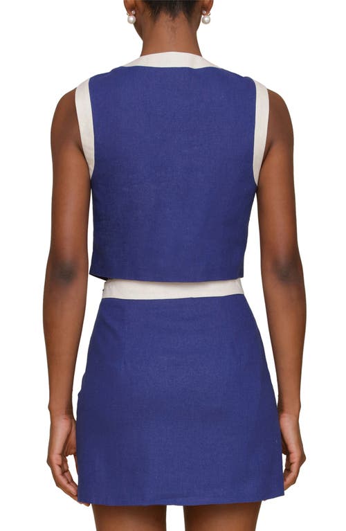 Avec Les Filles Colorblock Crop Vest In Navy
