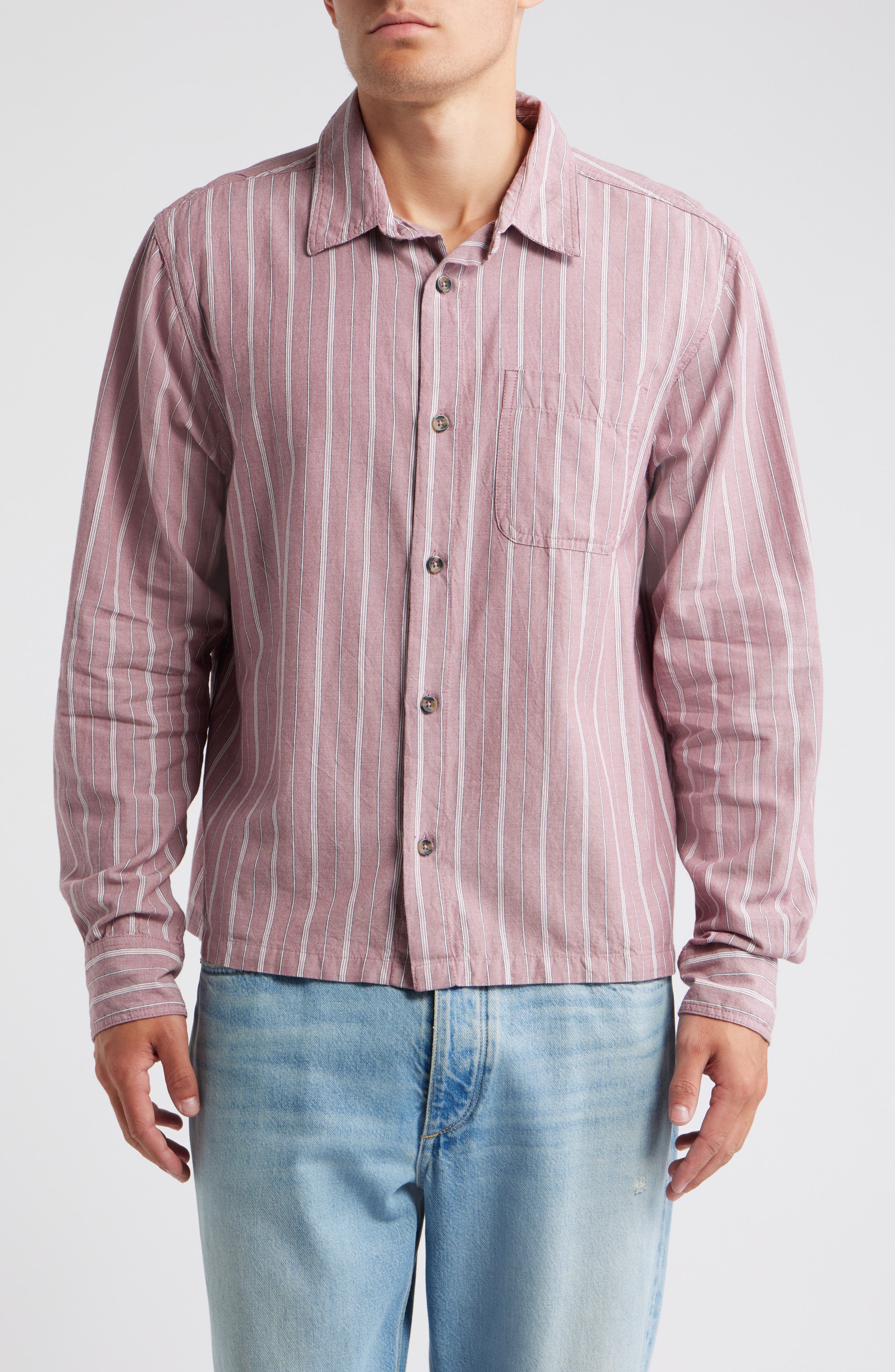 Bdg Urban Outfitters Stripe Cotton Button-up Shirt In Pink