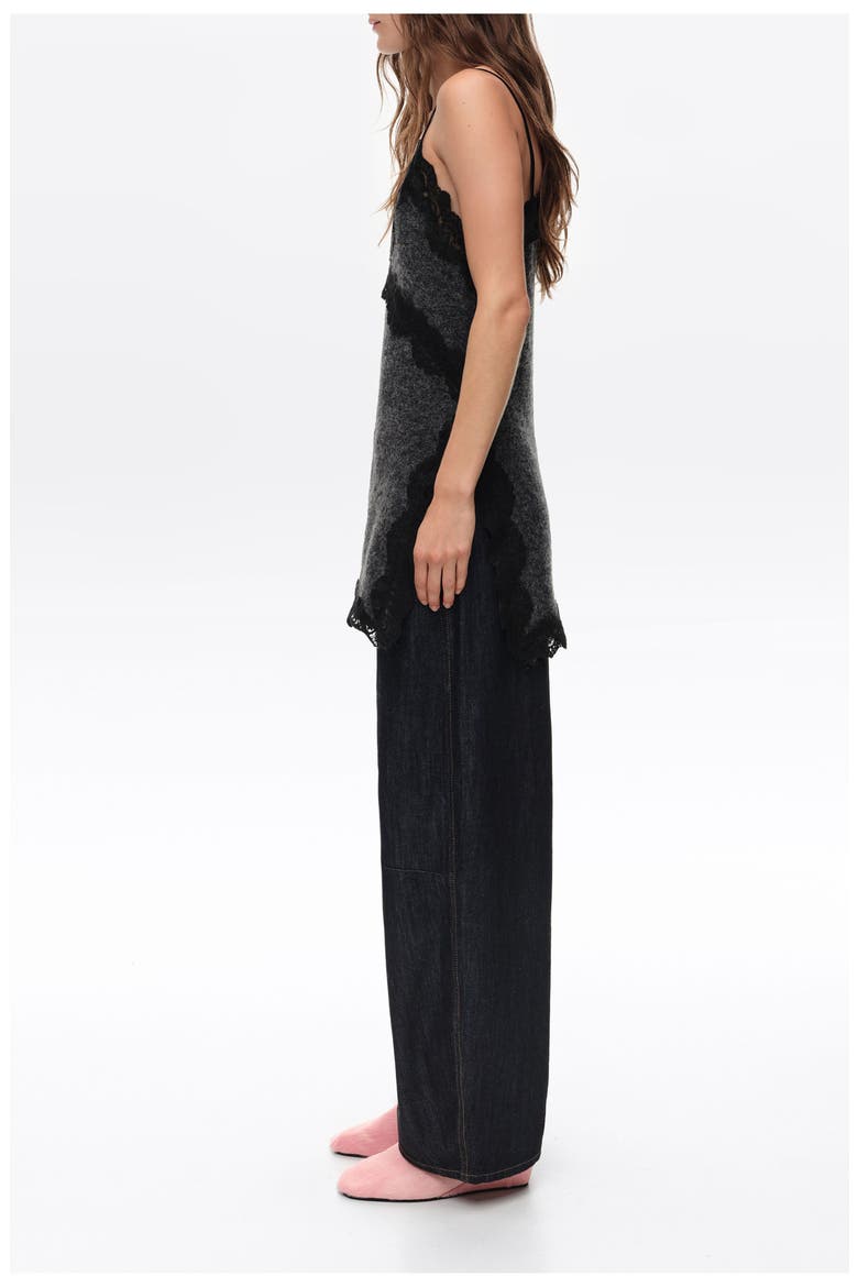 Mohair Lace Trim Top, Alternate, color, DARK GREY MELANGE