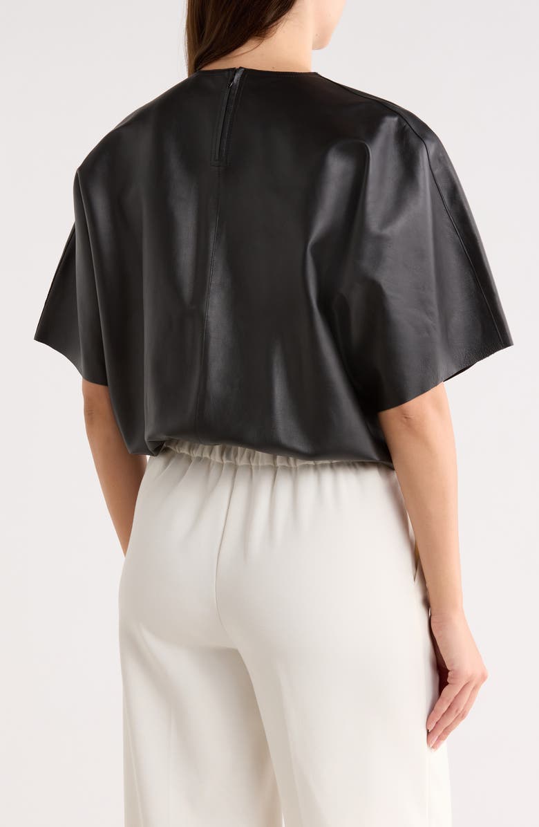 Longchamp Dolman Sleeve Leather Top, Alternate, color, Black