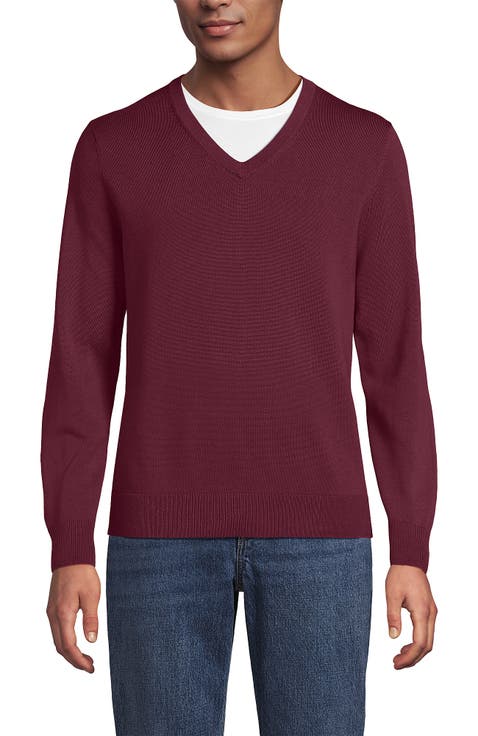 Fine Gauge Cotton V Neck Sweater