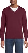 Lands' End Fine Gauge Cotton V Neck Sweater