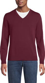 Lands' End Fine Gauge Cotton V Neck Sweater
