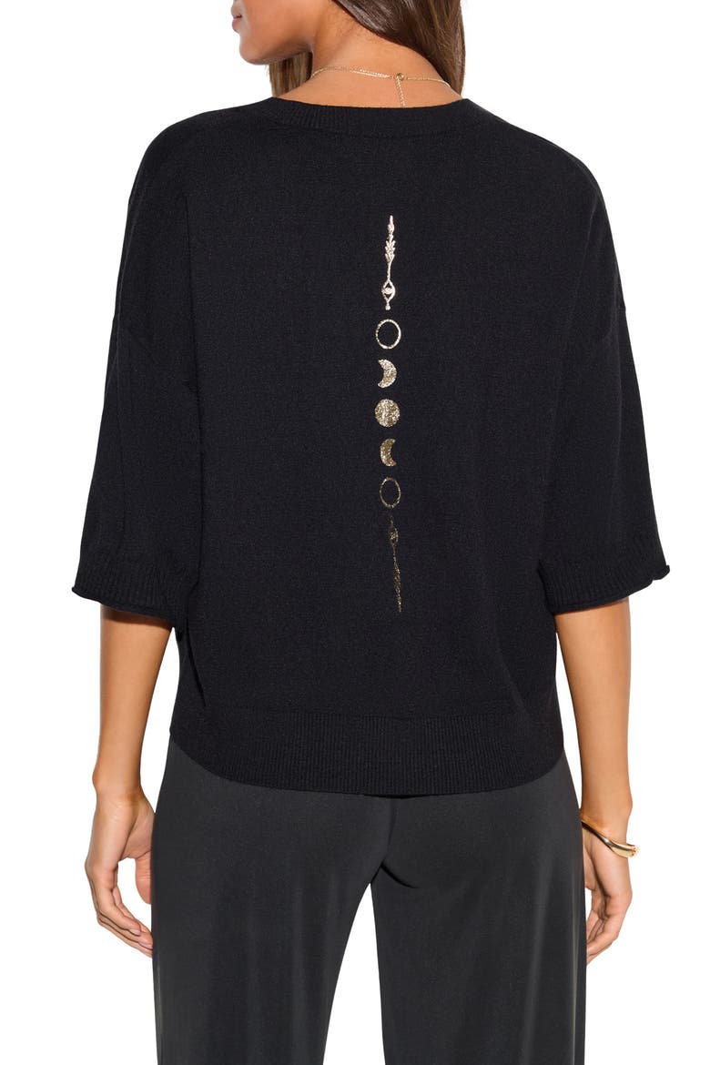 Cosmic Veil Bailey V Neck Sweater, Alternate, color, BLACK