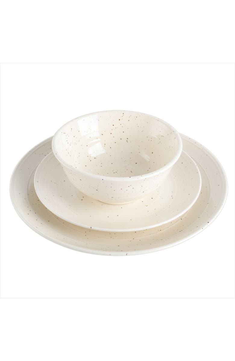 Gibson Elite Ramapo 12 Piece Stoneware Dinnerware Set Speckle, Alternate, color, White