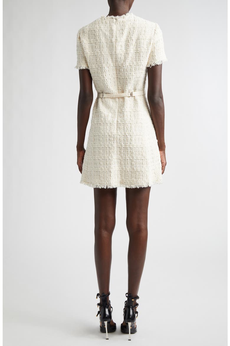 Medusa '95 Belted Metallic Tweed A-Line Dress, Alternate, color, WHITE