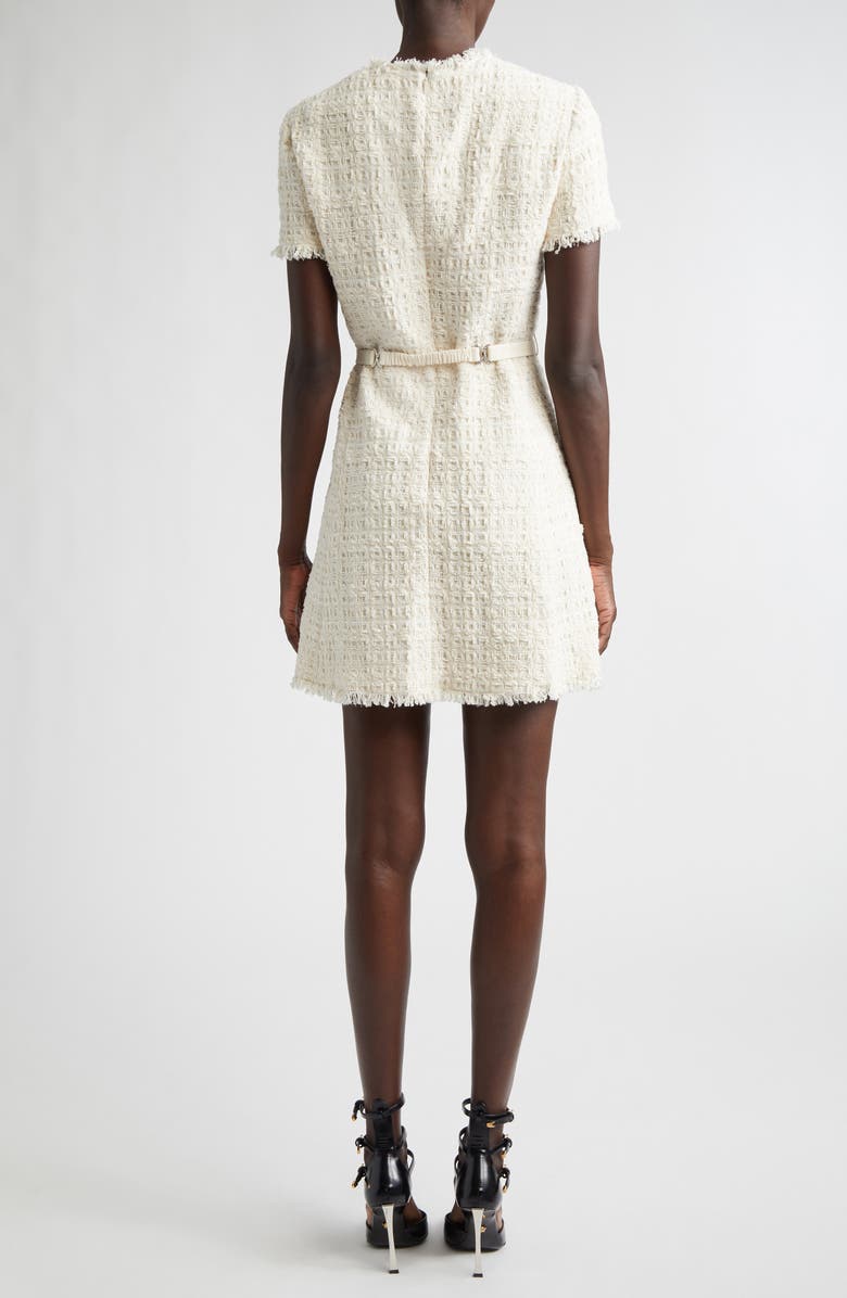 Versace Medusa '95 Belted Metallic Tweed A-Line Dress, Alternate, color, White