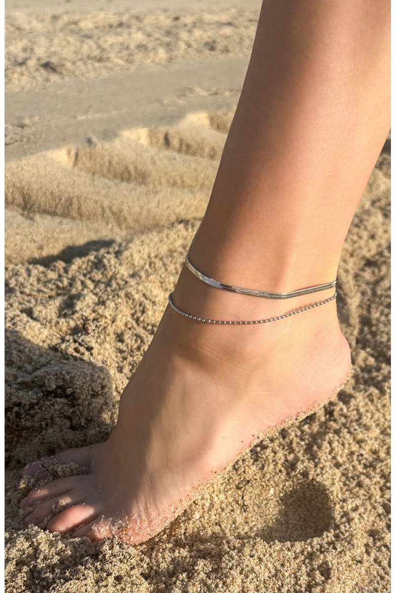 Double Chain Anklet, Alternate, color, SILVER