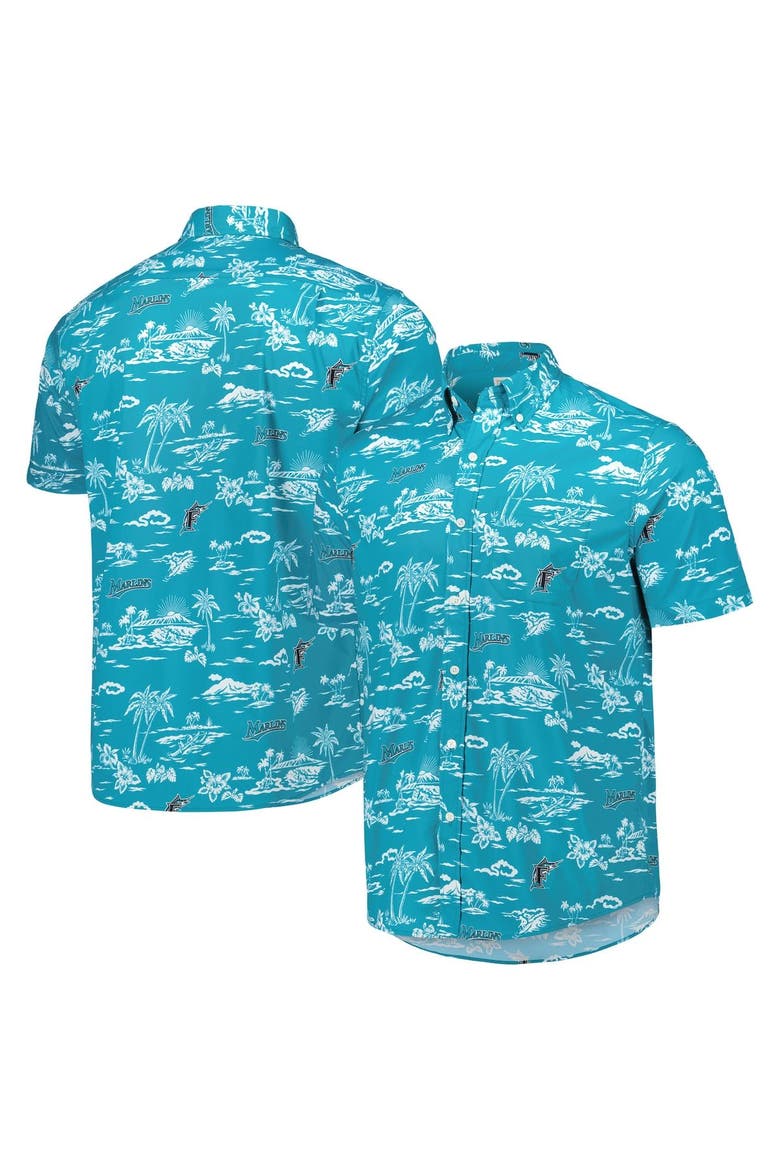 Men's Reyn Spooner Teal Miami Marlins Kekai Button-Down Shirt, Main, color, Teal