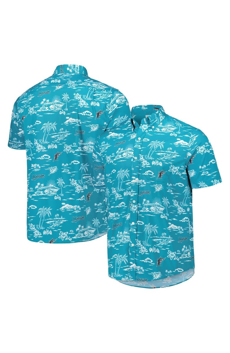 Reyn Spooner Men's Reyn Spooner Teal Miami Marlins Kekai Button-Down Shirt, Main, color, Teal