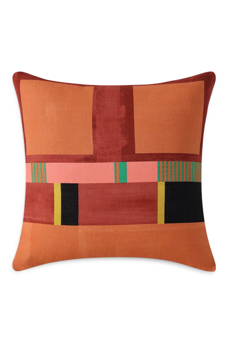 Patchwork Accent Pillow, Main, color, RUST RED