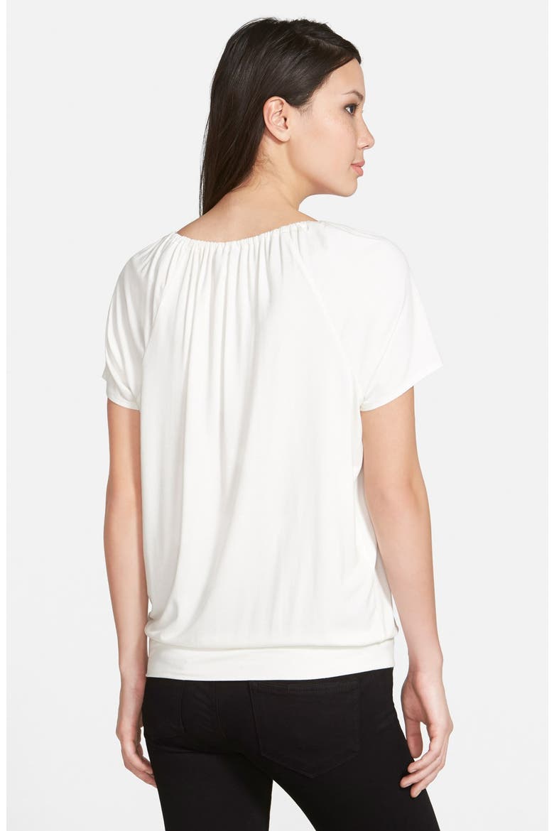 Drawstring Neck Jersey Peasant Top, Alternate, color, NEW IVORY
