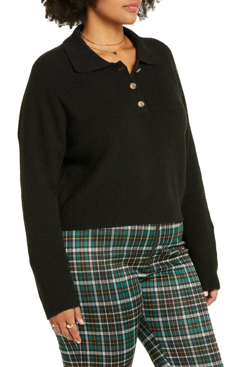 BP. Rib Long Sleeve Polo Sweater, Alternate, color, 