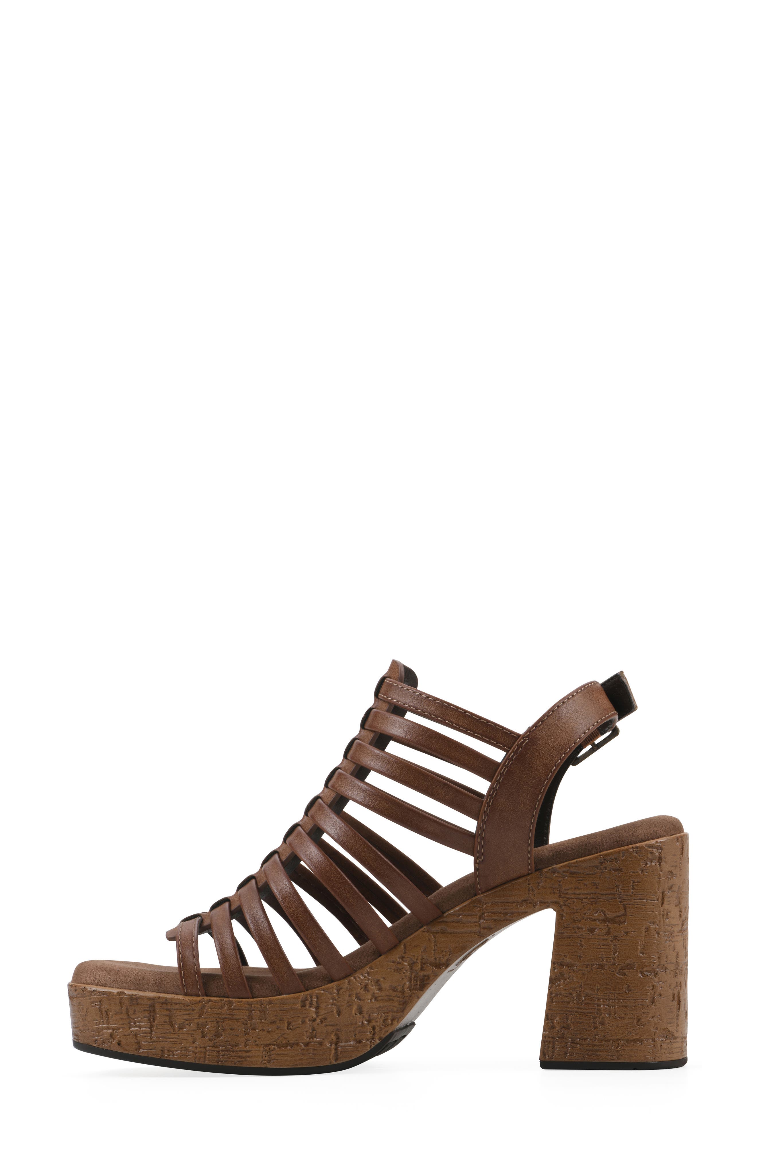 Barbea Platform Sandal, Alternate, color, DARK TAN BURNISHED SMOOTH