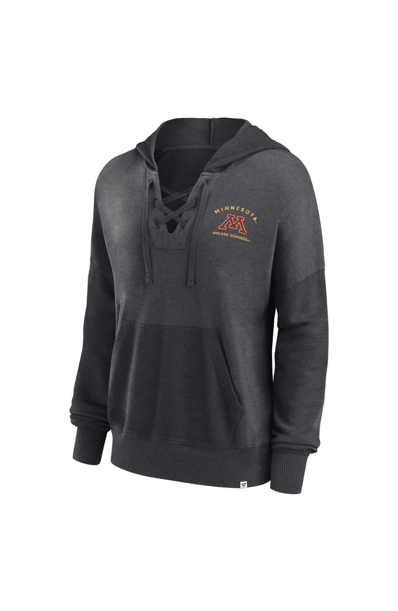 FANATICS Women's Fanatics Branded Heather Charcoal Minnesota Golden Gophers Campus Lace-Up Pullover Hoodie, Alternate, color,