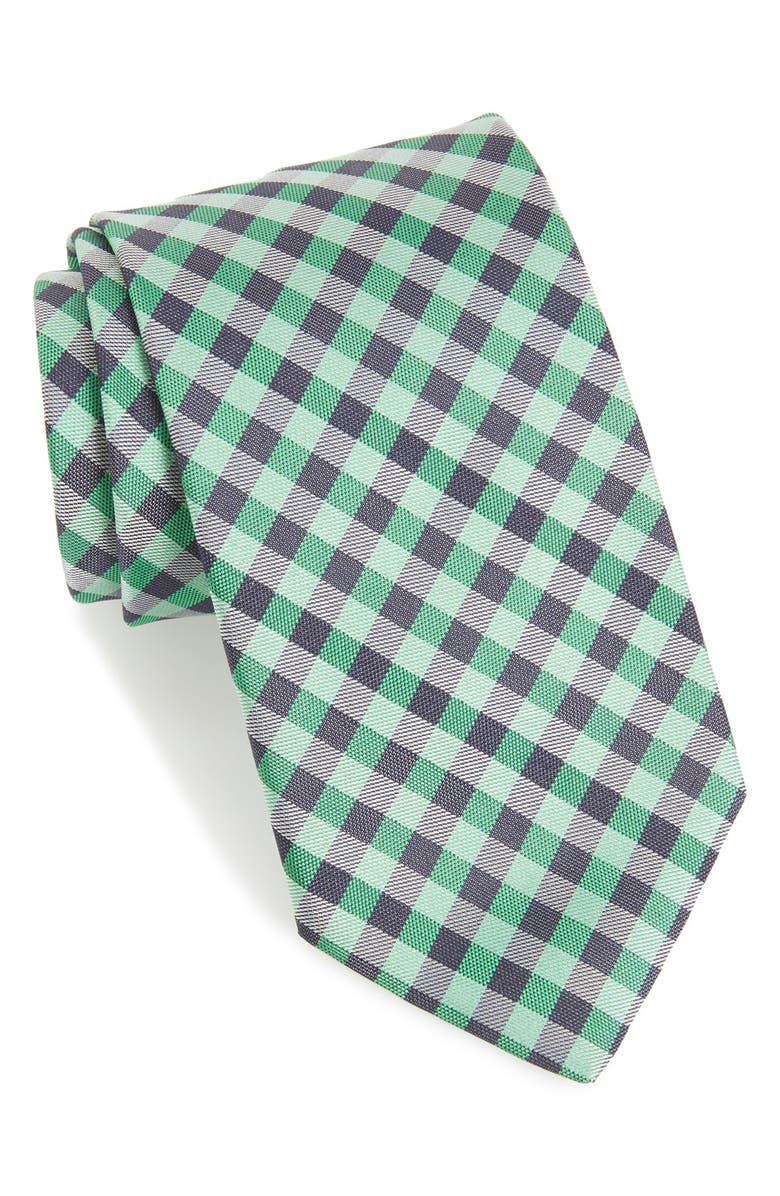 BOSS Check Print Silk Tie, Main, color, 