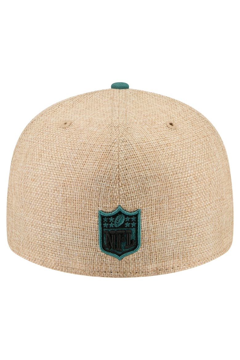 Men's New Era  Natural/Midnight Green Philadelphia Eagles Pre-Curved Twine 59FIFTY Fitted Hat, Alternate, color, Natural