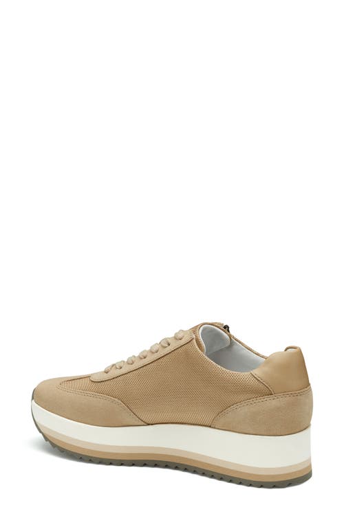 Johnston & Murphy Gracie Side Zip Sneaker In Sand Nylon/suede