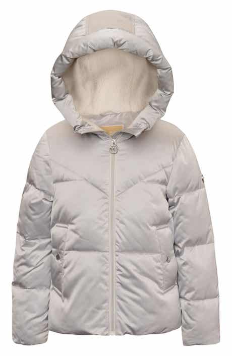 Michael Kors Kids' Faux Shearling Lined Satin Puffer Jacket