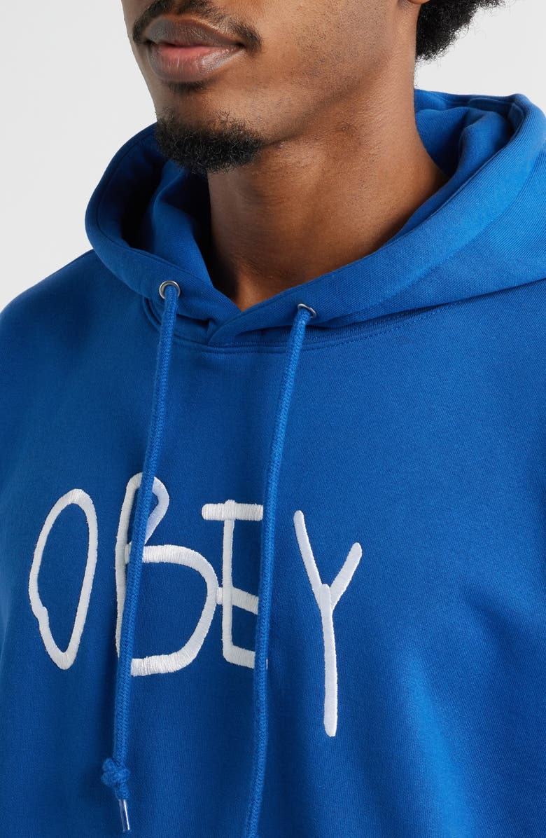 Obey Oversize Scribble Logo Fleece Hoodie, Alternate, color, Limoges
