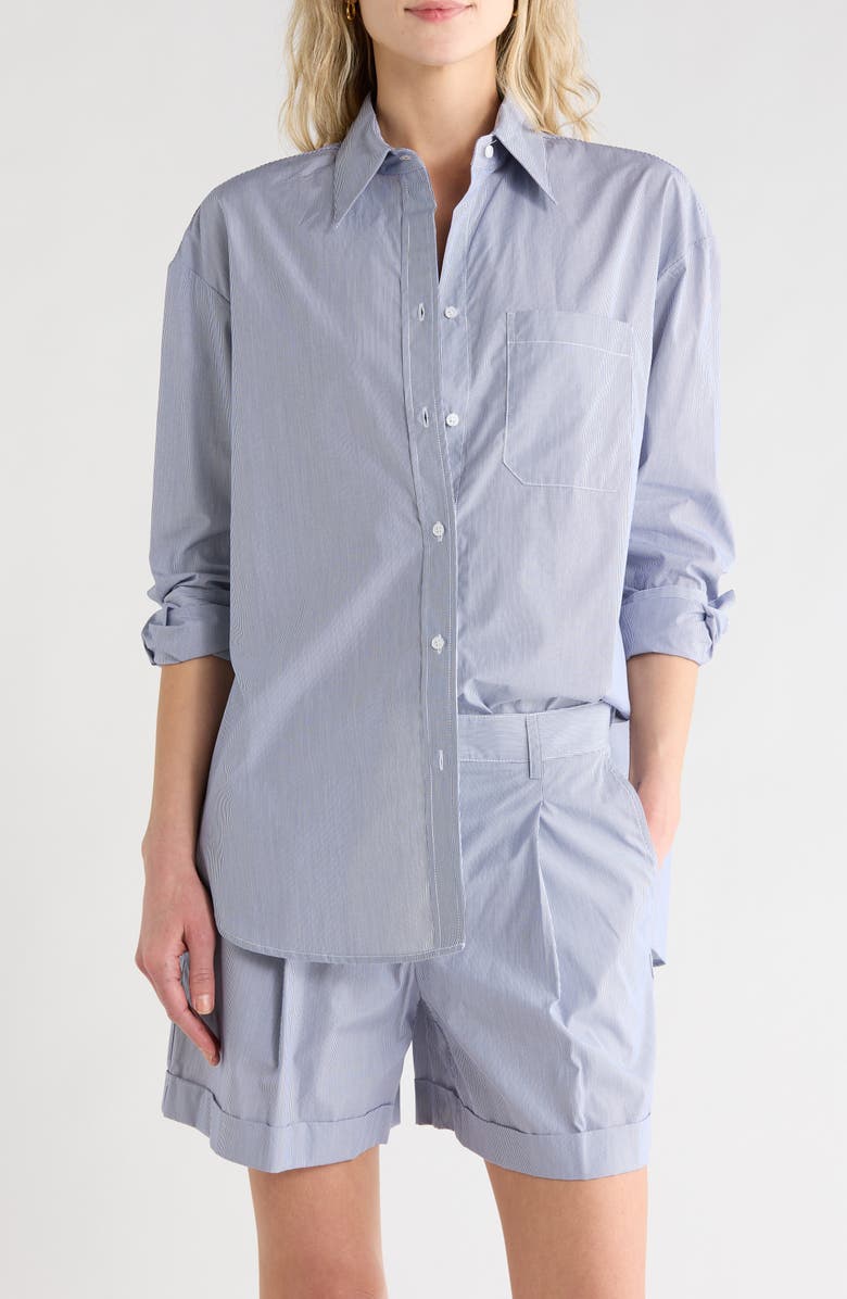 TWP Big Joe Cotton Button-Up Shirt, Main, color, Indigo / White