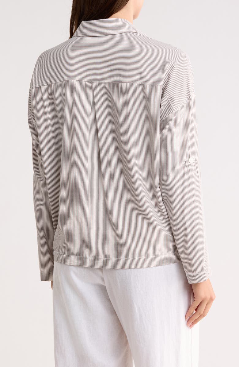 MAX STUDIO Stripe Collared Top, Alternate, color, Owtfms10-Off White/Toffee Mini Stripe-Jl-25010